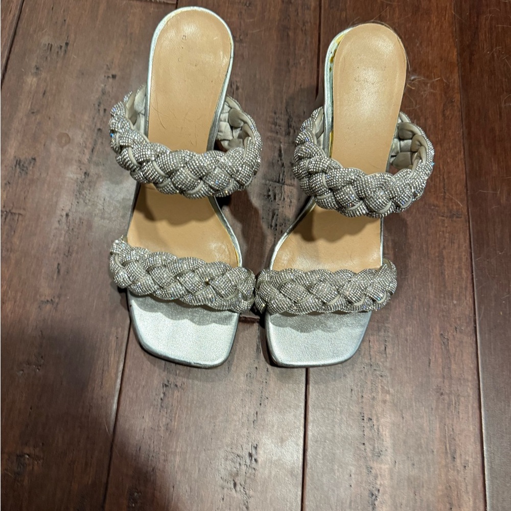 Silver Braided sparkle Sandals